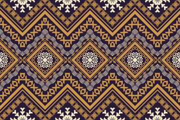 Geometric ethnic aztec embroidery style.Figure ikat oriental traditional art pattern.Design for ethnic background,wallpaper,fashion,clothing,wrapping,fabric,element,sarong,graphic,vector illustration.