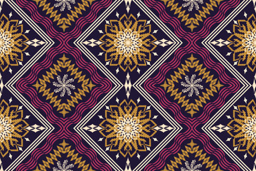 Geometric ethnic aztec embroidery style.Figure ikat oriental traditional art pattern.Design for ethnic background,wallpaper,fashion,clothing,wrapping,fabric,element,sarong,graphic,vector illustration.