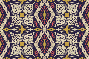 Geometric ethnic aztec embroidery style.Figure ikat oriental traditional art pattern.Design for ethnic background,wallpaper,fashion,clothing,wrapping,fabric,element,sarong,graphic,vector illustration.