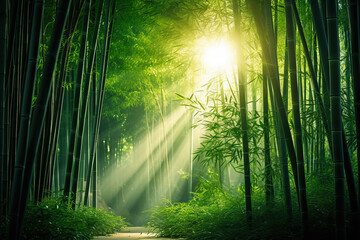 A serene bamboo forest with sunlight filtering through the leaves perfect for your peaceful meditation texts 