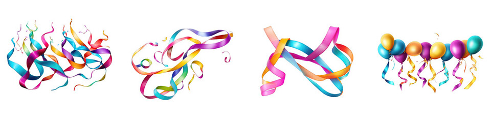 Party streamers clipart collection, vector, icons isolated on transparent background