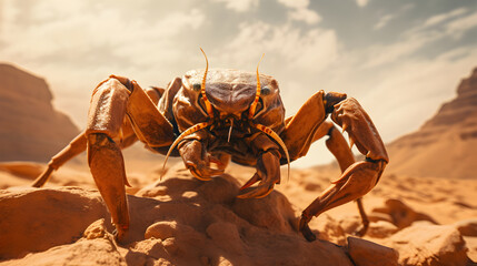 Dangerous scorpion in barren mountains