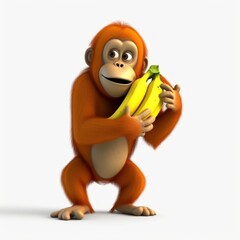 Naklejka premium illustration of baby orang utan with banana