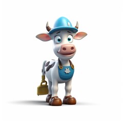 Naklejka premium 3d illustration of funny cow character