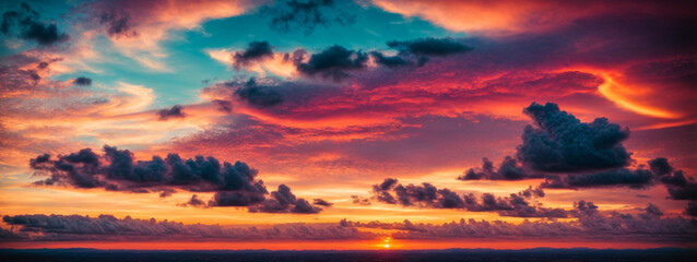 Fototapeta na wymiar Background of colorful sky concept: Dramatic sunset with twilight color sky and clouds
