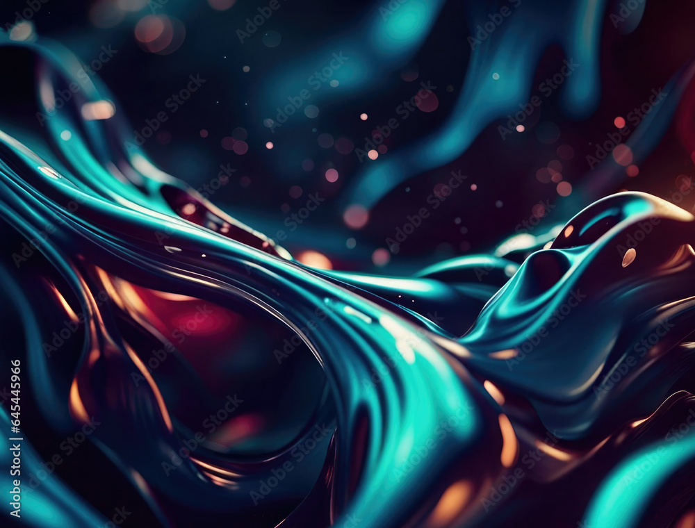 Poster vibrant and dark colored, futuristic technology concept abstract smooth and sot wavy curvy lines bac