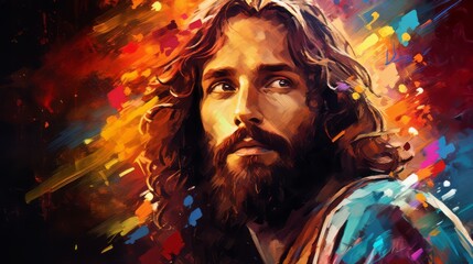 Jesus in Artistic Colorful Splendor