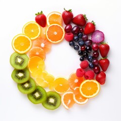 Colorful Fruits Sliced and Arranged in a Vibrant Circle
