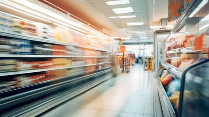 Blurred Supermarket Interior as Background