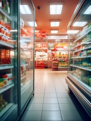 Fototapeta premium Blurred Supermarket Interior as Background