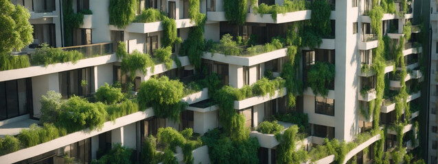 Modern apartment buildings in a green residential area in the city