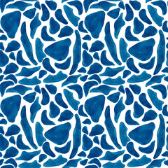 Watercolor stains. Spotted print. Abstract seamless background. Imitation of animal skin. Blue tones. Ideal for wallpaper, packaging, curtains, bed linen, tablecloths and other textiles