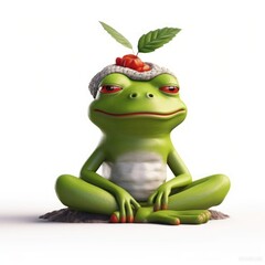 Obraz premium Illustration of green frog 3d with yoga pose