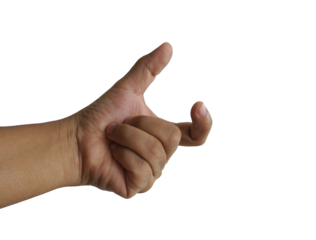 Man hand pointing isolated on white background with clipping path, abstract sign concept. 