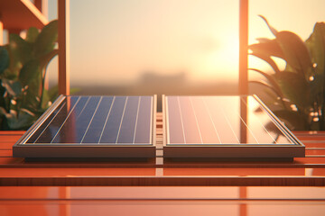Close-Up of Solar Panels on Balcony - Sustainable Energy Concept - Generative AI