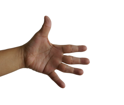 Man hand isolated on a white background with clipping path for object, abstract sign concept. 