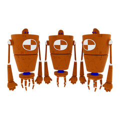 3d render robot characters 