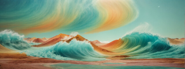 Aquamarine watercolor strip multilayered