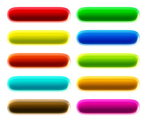 Set of round rectangle shape buttons in 3d rendering isolated on transparent background for text, infographic, web and frame concept.
