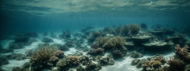 Fototapeta premium Sea or ocean underwater deep nature background