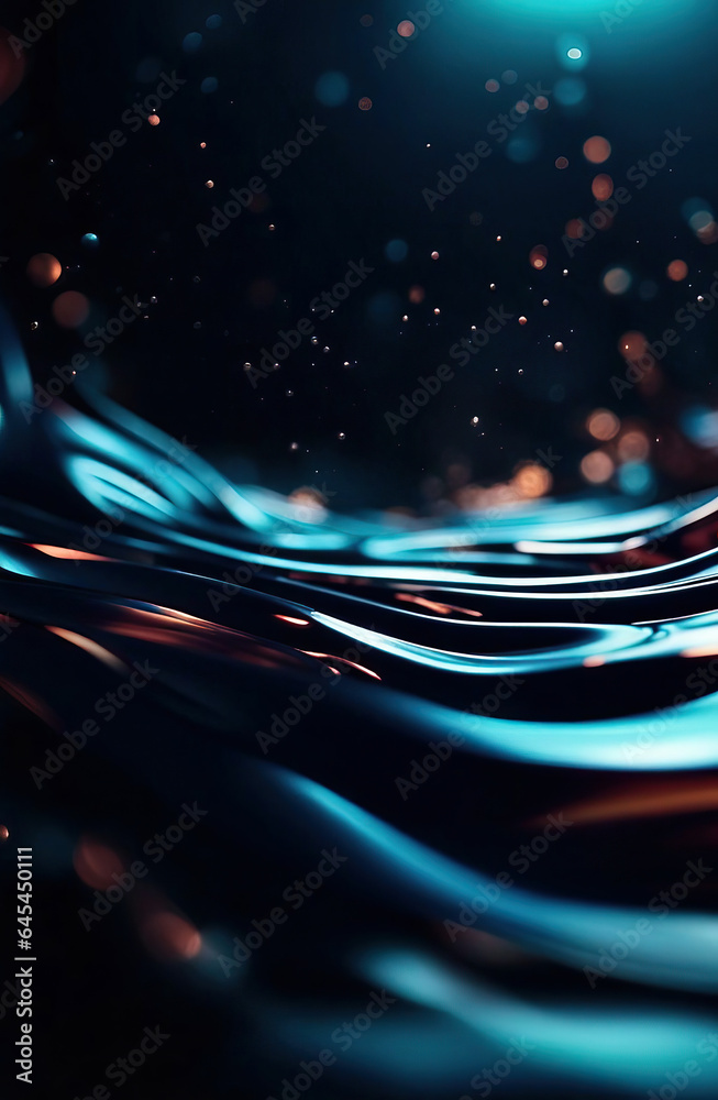 Poster vibrant and dark colored, futuristic technology concept abstract smooth and sot wavy curvy lines bac