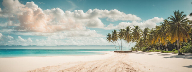 Beautiful tropical beach banner. - obrazy, fototapety, plakaty