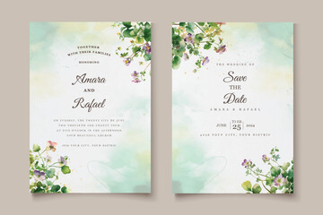Watercolor vector set wedding invitation card template design