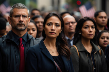 Obraz premium People gather for a Constitution Day ceremony, honoring the document's influence and the responsibilities of citizenship. Generative Ai.