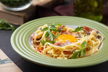 pasta with tomato sauce and basil