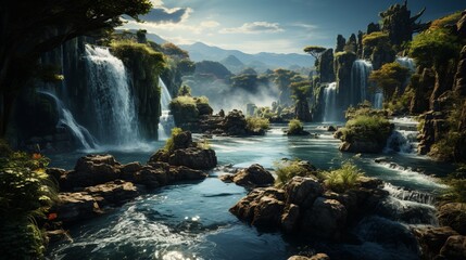 Beautiful waterfall landscape.