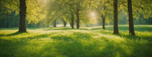 Spring Nature. Beautiful Landscape. Green Grass and Trees