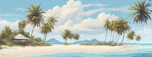 Fototapeta na wymiar Beautiful tropical beach banner.
