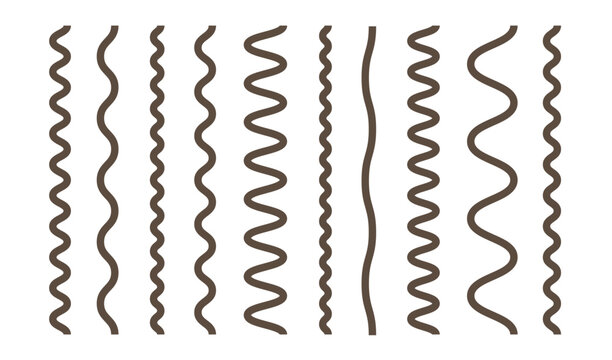 Marker wavy line set in white background. Simple outline design element