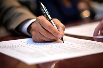 The Close-Up Detail of a Hand Sealing a Binding Agreement in a Professional Document Signing