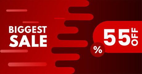 55% percent off tag discount banner red