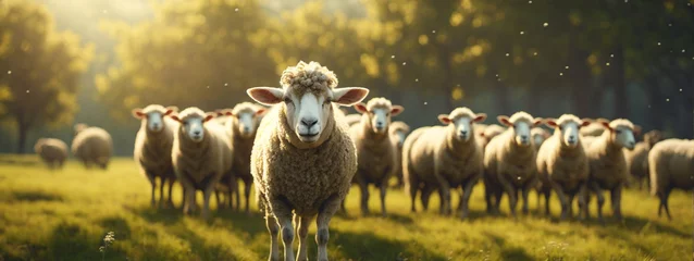 Foto op Plexiglas Sheep on pasture © @uniturehd