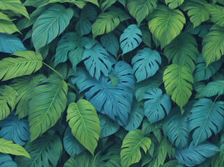 foliage plant in blue color with space background