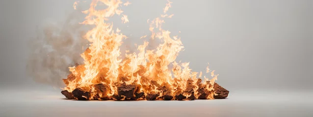 Foto auf Acrylglas Fire flames isolated on white background © @uniturehd