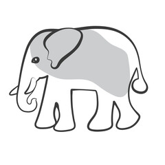 outline of an elephant with a gray insert. Beautiful vector illustration