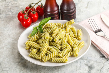 Italian pasta with basil pesto