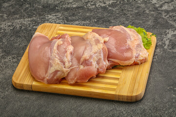 Raw chicken boneless and skinless leg