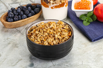 Granola museli cereal for breakfast