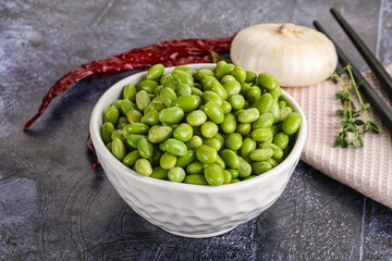 Bowl of delicious edamame beans