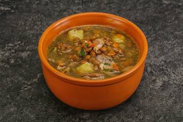 Lentil soup with chicken and vegetables