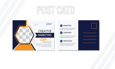 blue & orange color Corporate business postcard or EDDM postcard design template . 