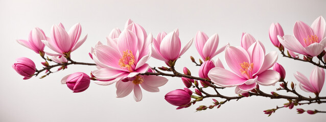 Pink spring magnolia flowers branch - Powered by Adobe