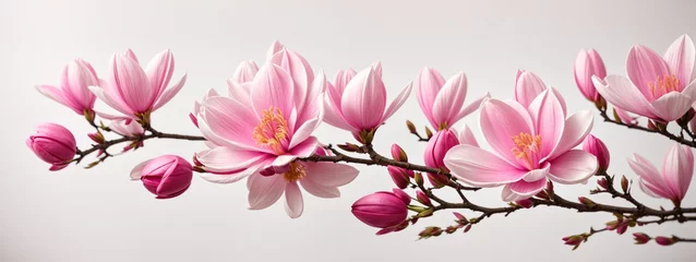 Fotobehang Pink spring magnolia flowers branch © @uniturehd