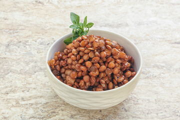 Boiled lentil in the bowl