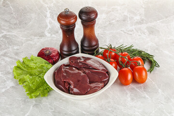 Raw turkey liver in a bowl ready for cooking