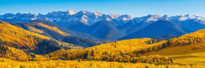 Panorama mountain autumn landscape - obrazy, fototapety, plakaty